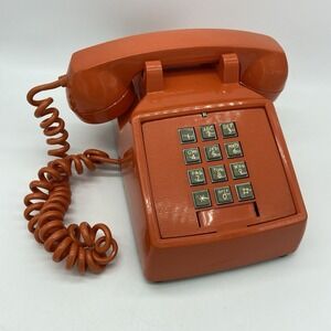 ITT Orange Pushbutton Dial Desk Telephone Retro Land Line Vintage Untested 70s